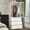 Hitow White Armoire Combination Wardrobe Modern Minimalist Style Embossed Lines - 2 of 4
