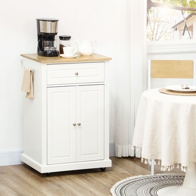NicBex Mobile Kitchen Island Cart Morden Kitchen Carts on Wheels with Storage, Storage Cabinet and Drawer for Kitchen, White