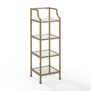 40" Aimee Short Etagere Gold - Crosley: Modern Glass Shelving, 4-Tier Steel Frame - 1 of 4
