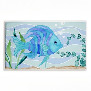 Stupell Industries Fun Blue Fish Underwater Printed Plush Bathroom Floor Mat, design by Audrey Jeanne Roberts - 1 of 4