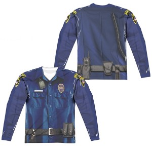 Men's Police Uniform (Front Back Print) Long Sleeve Costume T-Shirt - 1 of 4