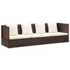 vidaXL Patio Lounge Bed with Cushion & Pillows Poly Rattan Brown - 3 of 4