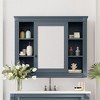 Dronkon Wall Mounted Bathroom Mirror Cabinet with 6 Open Shelves, Modern Medicine Storage Cabinet with Mirror - 3 of 4