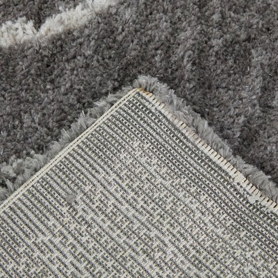 Charcoal and Cream Synthetic Stain-Resistant Stripe Area Rug