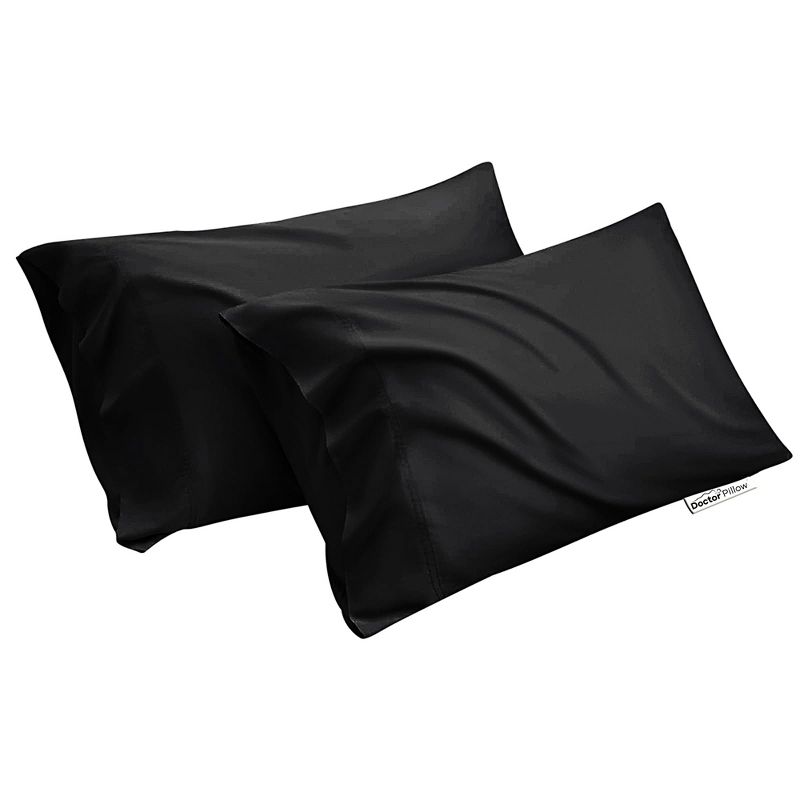 Black Pillow Cases Queen Size 2 Pack, Rayon from Bamboo Cooling Pillowcases, 1 of 7