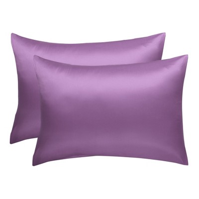 2 Pcs 20"x26" Silky Satin Envelope Pillow Cases Purple - PiccoCasa