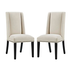 Modway Baron Dining Chair Fabric Set of 2 - Beige - 1 of 4