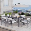 Outdoor 7-Piece Dining Set, Dining Set with Table and Chairs, Dining Chairs with Acacia Wood Frame and Polyester Cushions-Coolbibila - 2 of 4