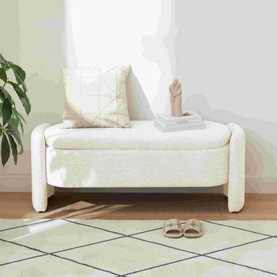 CAVINAS Storage Ottoman Bench,Upholstered Ottoman with Storage Compartment for Living Room,Bedroom,Orange/Green/Gray/White/Dark Gray