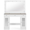 YOOCOZZ Vanity Table with Glass Top and Cabinets, Hollywood LED Mirror, Storage Drawers and Charging Ports - White - 2 of 4