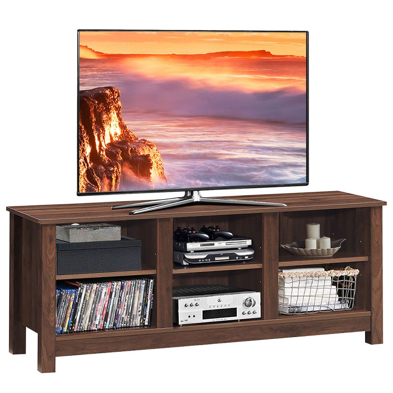 Costway TV Stand Cabinet for TV's Up to 60'' Entertainment Center w/Storage Shelves BlackBrown, 1 of 11