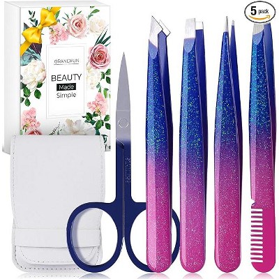 DOMETOUR Tweezer Set for Women Professional Precision Tweezers for Eyebrows Facial Hair Ingrown Hairs Travel Grooming Kit Stocking Stuffer