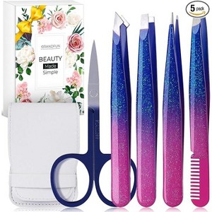 DOMETOUR Tweezer Set for Women Professional Precision Tweezers for Eyebrows Facial Hair Ingrown Hairs Travel Grooming Kit Stocking Stuffer - 1 of 4