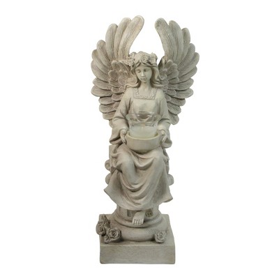 Northlight 17" Peaceful Angel Sitting on a Pedestal Candle Holder Statue