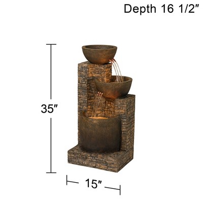 Mason Rustic Faux Stone LED Floor Fountain