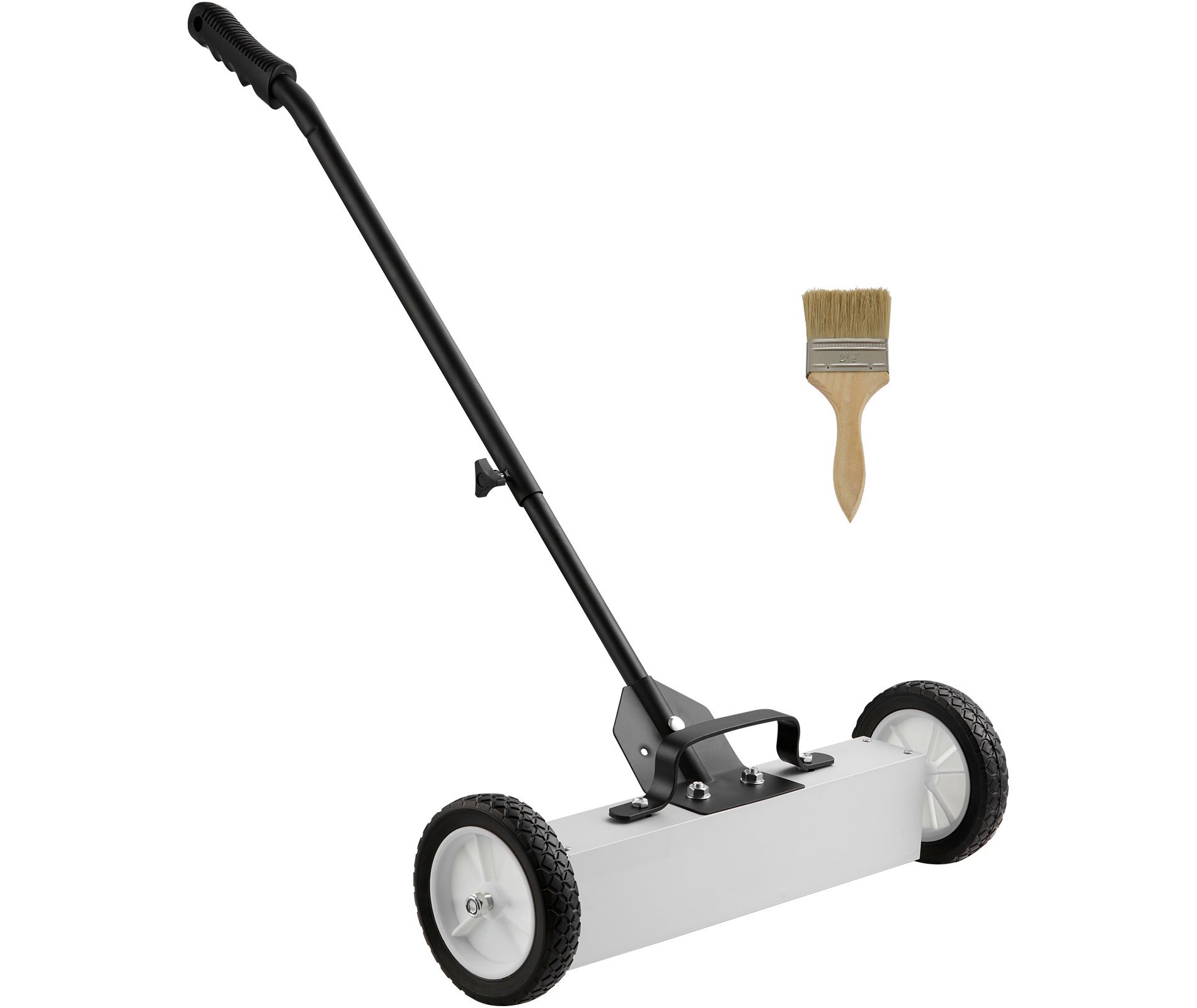 VEVOR 45Lbs Rolling Magnetic Sweeper with Wheels, Push-Type Magnetic Pick Up Sweeper, 18-inch Large Magnet Pickup Lawn Sweeper