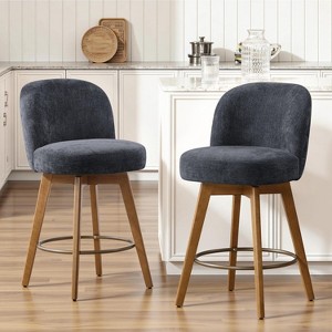 Bekrvio 26" Swivel Counter Height Bar Stools Set of 1/2/3/4,Fabric Upholstered Bar Chairs with Walnut Wood Legs, Counter-Height Kitchen Island Stools - 1 of 4