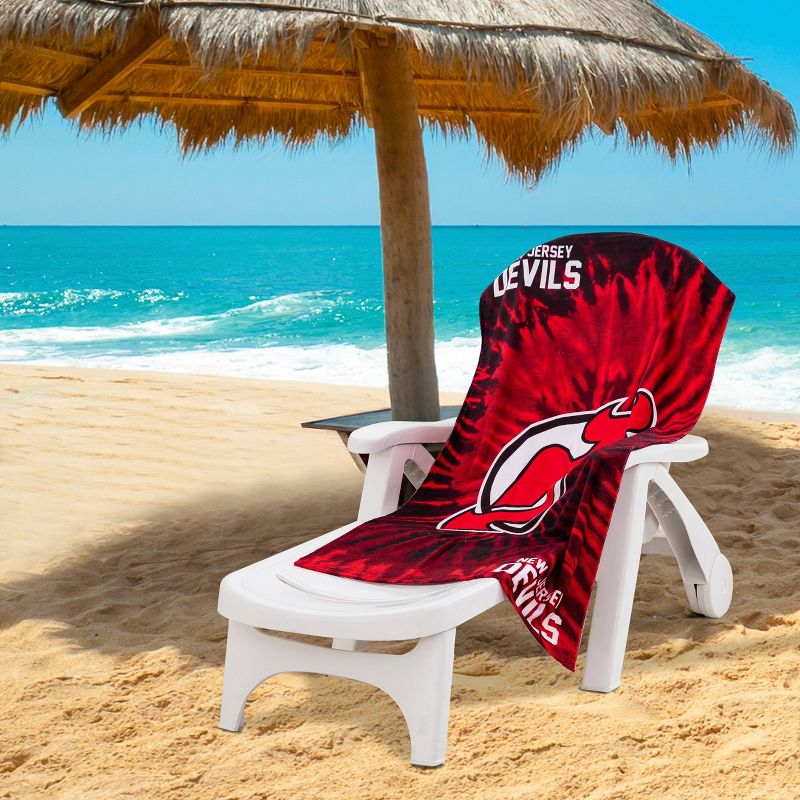 NHL New Jersey Devils Pyschedelic Beach Towel, 2 of 7