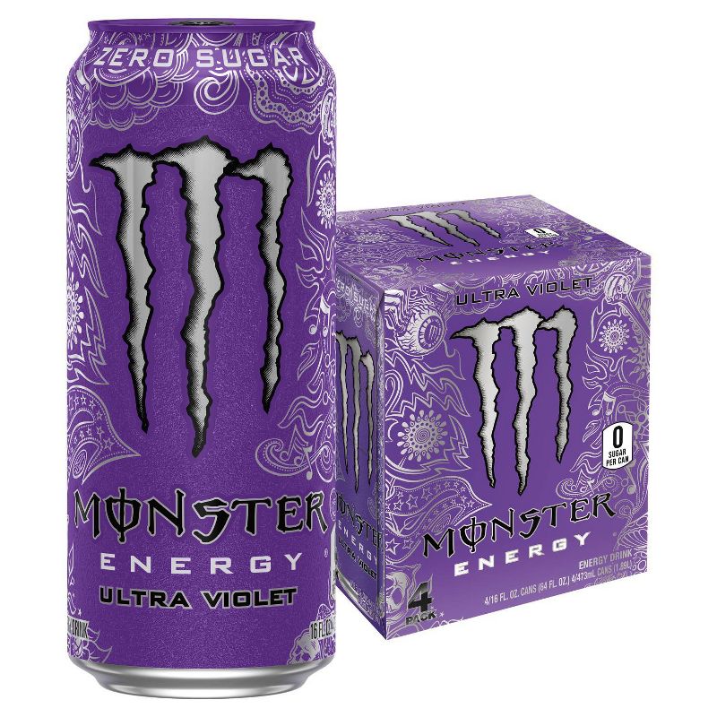 Monster Ultra Violet Energy Drinks - 4pk/16 fl oz Cans, 1 of 6