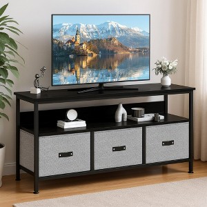 TV Stand with 3 Fabric Drawers, TV Cabinet for 55 Inch TV, Modern Living Room Storage TV Stand, Entertainment Center with Open Space - 1 of 4