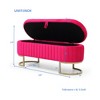 Okak 50" Oval Storage Ottoman Bench w Soft Velvet Upholstered Metal Legs Footrest Stool w Safety Hinge for Living Room, Entryway, Bedroom, Rose Red - 2 of 4