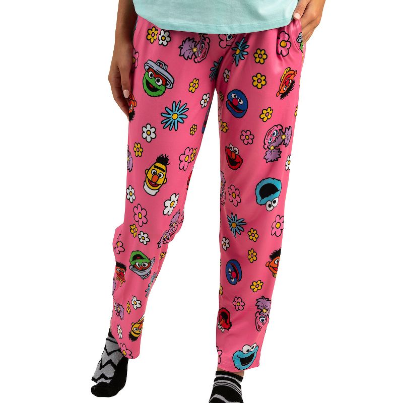 Sesame Street Adult Juniors Sleepwear Set with Short Sleeve Tee and Sleep Pants, 4 of 6