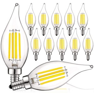 Luxrite Vintage Candelabra LED Bulb 5W=60W Equivalent, 550 Lumens, 4000K Cool White, LED Chandelier Light Bulbs, Dimmable, E12 Base 12 Pack - 1 of 4