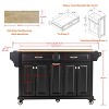 PAGED Kitchen Island with Rubber Wood Countertop, Kitchen Cart on 5 Wheels with Storage Cabinet and 2 Top Drawers for Kitchen - 4 of 4