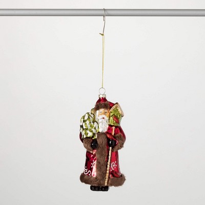 7"H Sullivans Christmas Rustic Santa Ornament  Multicolor