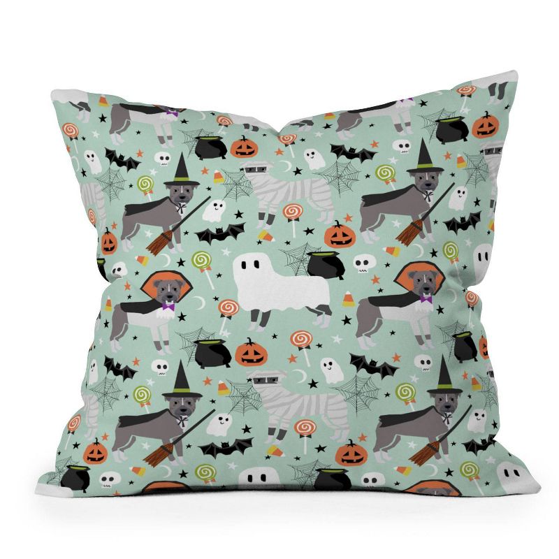 16&#34;x16&#34; Pet Friendly Pitbull Halloween Costumes Square Throw Pillow Green - Deny Designs, 1 of 6