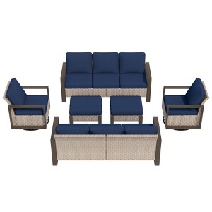 UPTIOT 6-Piece Steel Outdoor Patio Conversation Set - 1 of 4