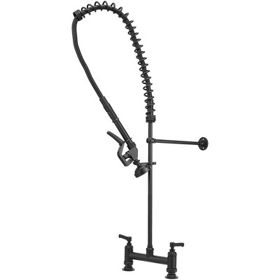 BWE Commercial Restaurant Pull-Down Dual Handle Countertop Flush Spray Utility Kitchen Faucet 8 Inch