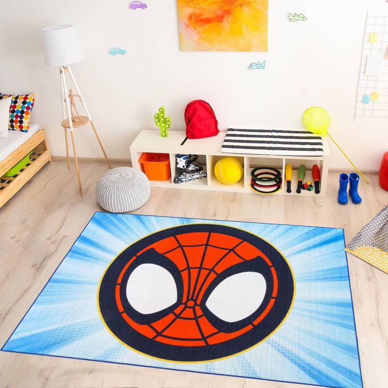 Spidey Circle 54&#34;x78&#34; Area Kids&#39; Rug Blue, 2 of 5