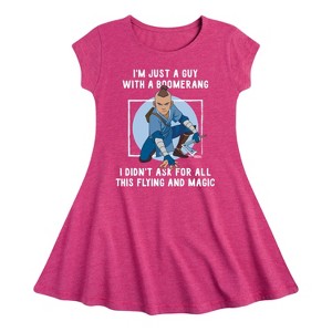 Girls' - Avatar: The Last Airbender - Boomerang Guy Fit & Flair Cap Sleeve Dress - 1 of 3