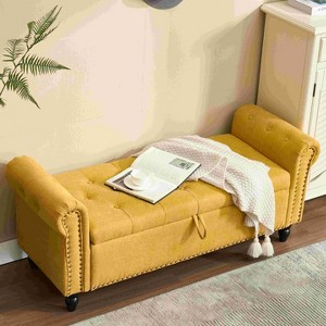 CAVINAS Rectangle Storage Ottoman Bench,Upholstered Ottoman with Fashion Rivets for Living Room,Bedroom - 1 of 4