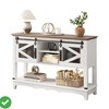 Console table with storage - Brown& White entryway table, Solid Wood Cabinet TopIron Grid Cabinet Door 2-Drawer Cabinet - 2 of 4