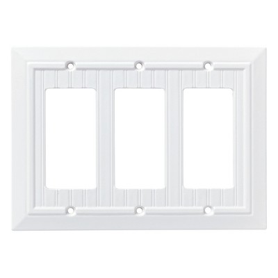 Franklin Brass Classic Beadboard Triple Decorator Wall Plate White