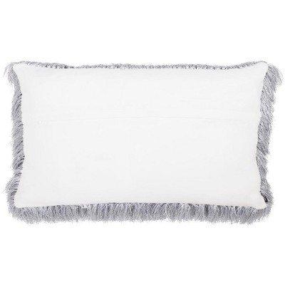 Silver Shag Polyfill Rectangular Outdoor Throw Pillow