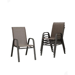 Whizmax 4-Pack Stackable Patio Chairs – High-Back Metal Frame with Textilene Fabric, Outdoor Dining Chairs for Lawn, Deck, Garden - 1 of 4