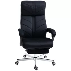 Vinsetto High-Back Ergonomic Office Chair with Footrest, Microfiber Computer Chair with Reclining Function and Armrest, Executive Office Chair, Black