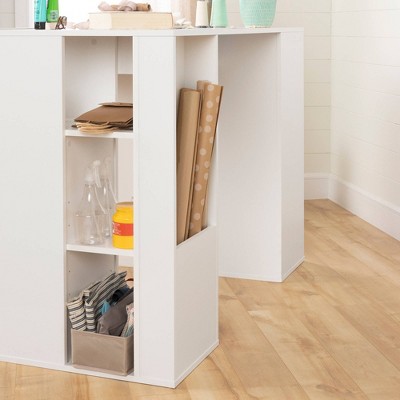 Crea CraftMaster White Counter-Height Table with Integrated Storage