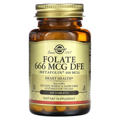 Solgar Folate, 666 mcg DFE, 100 Tablets
