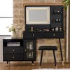 KTMBDW Modern Makeup Vanity Desk with Mirror and Lights, Retractable Dressing Table Set with Stool and 4 Drawers & Cabinet for Bedroom, Dressing Room - 3 of 4