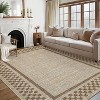 coucheta 9x12ft Machine Washable Area Rugs, Modern Bordered Non Slip Checkered Geometric Soft Bedroom Throw Carpet, for Living Room, Dining, Taupe - 4 of 4