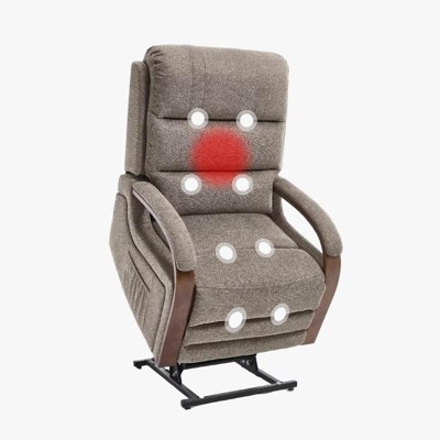 Aukfa Power Lift Recliner Chair with Massage & Heat – Dual Motor Electric Recliner for Elderly, 180° Adjustable Backrest
