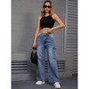 INSPIRE CHIC Women's High Waisted Casual Baggy Wide Leg Denim Cargo Pants with Pocket - 3 of 4