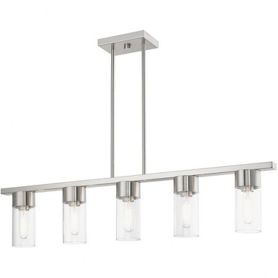 Carson Brushed Nickel 5-Light Linear Chandelier with Clear Glass