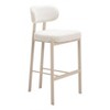 Aurea Barstools Set of 2 – Light Gray Fabric Seat 39.8" H, Powder-Coated Steel with Ergonomic Footrest by Zuo Modern - 3 of 4