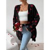 Heart Cardigan Sweater for Women Oversized Valentine Cardigan Cute Love Print Open Front Knit Sweaters Coat with Pockets - 2 of 4