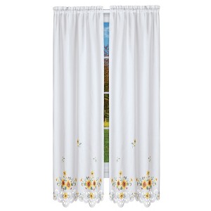 Collections Etc Embroidered Sunflower Bouquet Drapes with Tiebacks Included - 1 of 4
